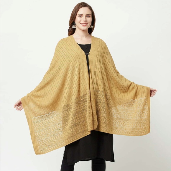 Beige Knit Stole - Picture 2 of 6
